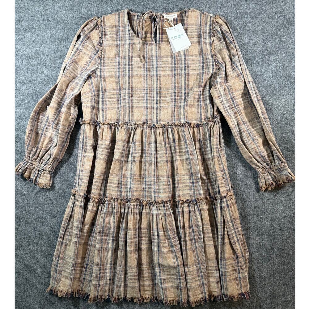NWT And The Why Plaid Fringe Tiered Mini Dress Size XL